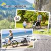 Dog Bike Trailer 2-In-1 Pet Stroller with Canopy and Storage Pockets, White