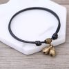 Adjustable Black Rope Pet Collar with Bell Pendant (7–11 in)