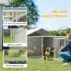 Galvanized Steel Outdoor Dog Kennel 13.1x7.5x4.9 with Waterproof UV Resistant Cover for Large Dogs