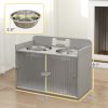 Elevated Dog Bowls with Storage – Raised Stand with 2 Stainless Steel Bowls (Gray, Large Dogs)