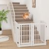30 Inch Tall 4-Panel Freestanding Pet Gate Wooden Dog Fence