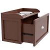 Raised Dog Bowl Stand with Storage Drawer – 2 Stainless Steel Bowls (Brown)