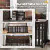 Foldable Dog Gate with Door, 4 Panels Fressstanding Pet Gate, Black