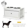 White Elevated Dog Feeding Station with Storage Drawer and 11L Capacity