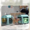 39" Portable Soft 2 Sided Pet Cat Carrier with Divider, Two Compartment, Soft Cushions, & Storage Bag, Green