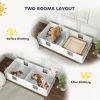 Two Rooms Design Dog Whelping Box with Washable Pee Pad, Adjustable Door, for Large Breed Dogs, 96" x 47" x 19"