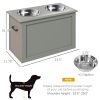 Raised Pet Feeding Storage Station with 2 Stainless Steel Bowls – Gray (Large Dogs)