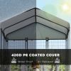 Outdoor Dog Kennel with Waterproof UV-Resistant Cover & Adjustable Feeding Bowls, 5.9×4×6 ft