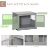 Wooden Dog Crate End Table with Triple Doors – Dark Gray
