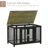 Furniture Style Dog Crate with Openable Top, Big Dog Crate End Table, Puppy Crate for Small Dogs Indoor, Spacious Interior, Pet Kennel, Brown, Black