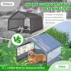 4' x 4' x 3.3' Outdoor Dog House Tent with 3-Sided Mesh Windows, Pet Shelter with Canopy and Ground Stakes, Gray