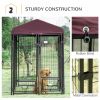 Outdoor Dog Kennel with Lockable Door Welded Wire Steel Playpen and Rotating Bowl Holders Red