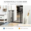 Retractable Gate Extra Wide Press-Mounted with Cat Door, Auto Closing Pet Gate for Stair, Hallway, 29-32 Inch