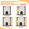 30"-41" Extra Wide Pet Gate Barrier with Small Door, 30"H Dog Gate with Safety Gate Barrier, Stair Pressure Fit, Black