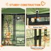 Outdoor Dog Kennel with Lockable Door Welded Wire Steel Playpen and Rotating Bowl Holders Green