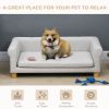 Modern Pet Sofa Cat or Medium Large Dog Bed W/ Removable Seat Cushion, Light Grey