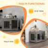 Pet Crate End Table with Water-Resistant Cushion for Large & Medium Dogs