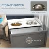 Large Raised Dog Feeder with Storage Drawer – 2 Stainless Steel Bowls (Grey)