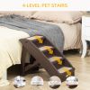 4-Level Portable Pet Stairs, Foldable Dog Ramp, Lightweight Cat Steps, with Nonslip Soft Mats, for High Bed, Sofa, Up to 44 lbs, Dark Brown