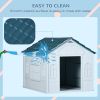 Plastic Dog House for Medium and Small Dogs, Water Resistant Puppy Shelter Indoor Outdoor with Door, Easy to Assemble, Blue