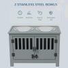 Dog Food Storage Cabinet with Bowls & Dog Feeding Station, Gray