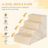 4-Step Dog Ramp for Sofa, Bed, and Couch, with Removable Cover, Beige