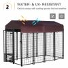 Outdoor Dog Kennel with Lockable Door Welded Wire Steel Playpen and Rotating Bowl Holders Red