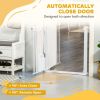 30"-41" Extra Wide Pet Gate Barrier with Small Door, 30"H Dog Gate with Safety Gate Barrier, Stair Pressure Fit, White
