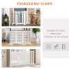 31.5"H Foldable Dog Gate with Door, 3 Panels Freestanding Pet Gate Barriers Indoor with Support Feet, Puppy Fence for Small Medium Dogs, White