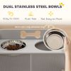 Elevated Dog Bowls with Storage – Raised Stand with 2 Stainless Steel Bowls (Gray, Large Dogs)