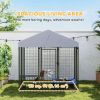 Outdoor Dog Kennel with Waterproof UV-Resistant Cover & Adjustable Feeding Bowls, 5.9×4×6 ft