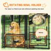 Outdoor Dog Kennel with Lockable Door Welded Wire Steel Playpen and Rotating Bowl Holders Green