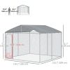 Backyard Dog Kennel Run with Roof and Mesh Sidewalls – 9.8×9.8×7.7 ft