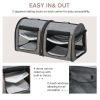 39" Travel Pet Carrier, Portable Soft-Sided Cat Carrier with Divider, Two Compartments, Cushions, & Storage Bag, Grey