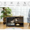 Wooden Cat Crate, Furniture Style Dog Cage, Puppy Kennel Indoor, End Table Pet House with Cushion and Sliding Doors, Rustic Brown