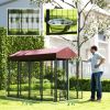 Outdoor Dog Kennel with Rotating Bowl Holders and Waterproof Cover, 8x4x6
