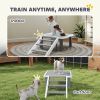 Wooden Dog Training Place Board, Dog Training Platform with Ladder, Pet Agility System for Indoor Outdoor, Gray
