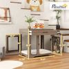 PawHut Dog Crate Furniture with Water-Resistant Cushion & Drawer – Brown