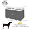 Large Raised Dog Feeder with Storage Drawer – 2 Stainless Steel Bowls (Grey)
