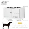 Elevated Dog Feeding Station with Storage – 2 Stainless Steel Bowls (White, 23.6" x 11.8" x 14")