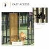 Outdoor Dog Kennel with Lockable Door Welded Wire Steel Playpen and Rotating Bowl Holders Red