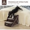 Portable Pet Stairs Foldable Steps for Small Dogs and Cats 3-Step with Non-slip Treads for Beds Sofas, Brown