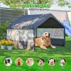 4' x 4' x 3.3' Outdoor Dog House Tent with 3-Sided Mesh Windows, Pet Shelter with Canopy and Ground Stakes, Gray