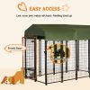 Outdoor Dog Kennel with Lockable Door Welded Wire Steel Playpen and Rotating Bowl Holders Green