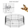 24inch 8-Panel Dog Playpen Octagon Pet Exercise Playpen Crate Foldable Dog Cage Pen Puppy Kennel, Black