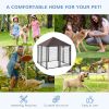 Lockable Outdoor Dog Kennel with UV-Resistant Canopy – Steel Wire Fence