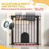 30"-32" Extra Wide Pet Gate Barrier with Small Door, 30"H Dog Gate with Safety Gate Barrier, Stair Pressure Fit, Black