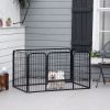 32"W 4-Panel Metal Dog Pen Exercise Pet Playpen Dog Indoor/Outdoor Fence, Black