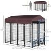 Outdoor Dog Kennel with Lockable Door Welded Wire Steel Playpen and Rotating Bowl Holders Red