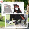 Large/Medium Dog Stroller with Universal Front Wheels – Foldable, Shock Absorbing (Red)